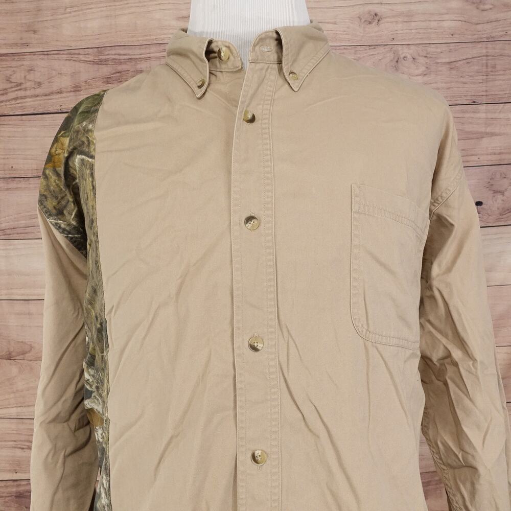 REDHEAD‎ LONG SLEEVE BEIGE KHAKI CAMO HEAVY BUTTON UP SHIRT MENS SIZE 2XLT TALL
